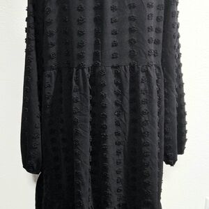 Elegant Black Textured Midi Dress